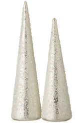 Kegel Parel Glas Wit/Zilver Small - (6577)